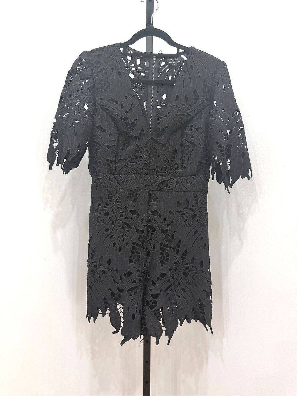 Bardot Amalfi Black Lace Cutout Mini Romper Playsuit  Size US 6 / AUS 10